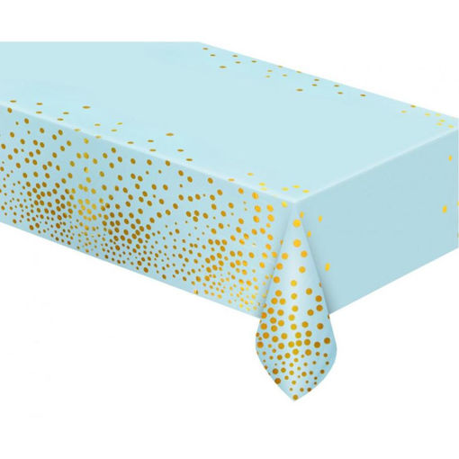 Picture of BLUE TABLECLOTH WITH GOLD DOTS 167X183CM